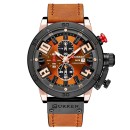 Curren 8312 Mens Chronograph Watches Brown Leather,Waterproof Mu