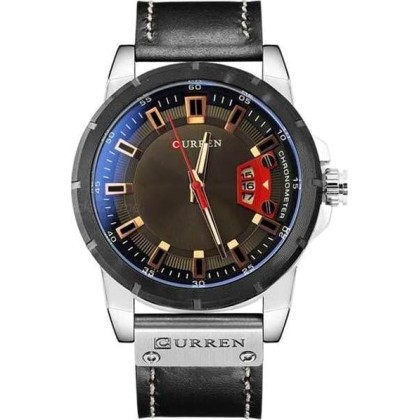Curren 8284 Male Quartz Watch - Silver / Black
