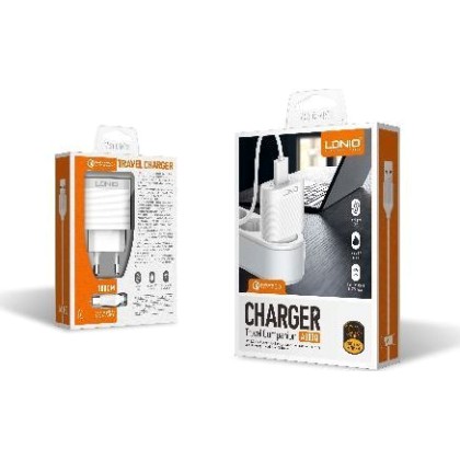 LDNIO A303Q 18W Φορτιστής Fast Charger Micro-USB 1m, Quick Charg