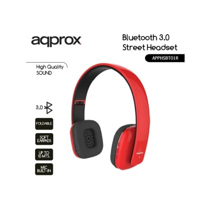 Approx Bluetooth Ακουστικά με Ενσωματωμένο Μικρόφωνο Κόκκινο APP