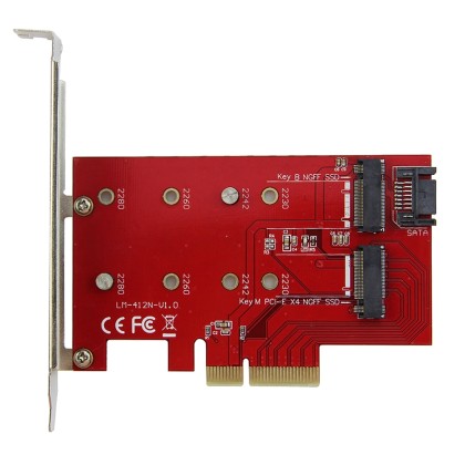 2Port NGFF M.2 B+M Key SSD to PCI-E PCI Express 4x Lane Adapter 