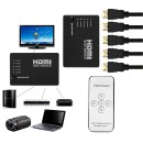 5 Ports HDMI Switch Switcher Splitter Hub For HDTV DVD PS3 PS4 1
