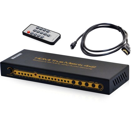 KanaaN 4K UltraHD HDMI 4x2 Matrix Switch Splitter | Remote Contr
