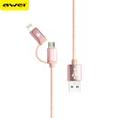 2 in 1 Awei Braided USB to Lightning &amp; micro USB Cable G