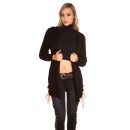 Knitted cardigan with hood and cords black
