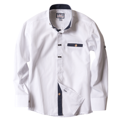 Παιδικό πουκάμισο για αγόρια RG Λευκό πουά 6-16
