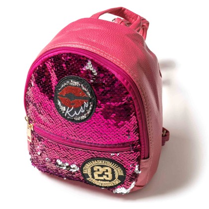 Παιδική τσάντα με παγιέτες για κορίτσια Kiss φούξια
