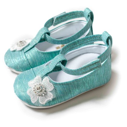 Βρεφικά παπούτσια για κορίτσια Flower σμαραγδί