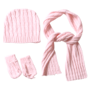 Παιδικό σετ σκούφος γάντια κασκόλ ροζ