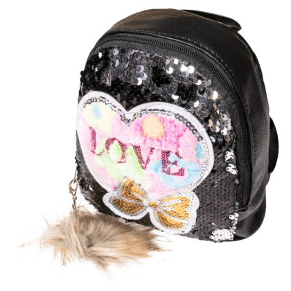 Παιδική τσάντα με παγιέτες για κορίτσια Love μαύρο