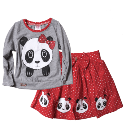 Παιδικό σε με φούστα για κορίτσια Panda κόκκινο