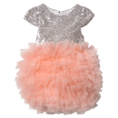 Παιδικό φόρεμα για κορίτσια Bon Bon ασημί ροδακινί