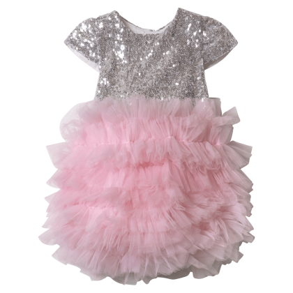 Παιδικό φόρεμα για κορίτσια Bon Bon ασημί ροζ