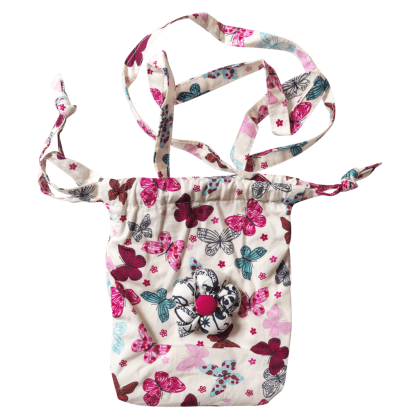 Παιδική χειροποίητη βαμβακερή τσάντα για κορίτσια Butterfly Φούξ