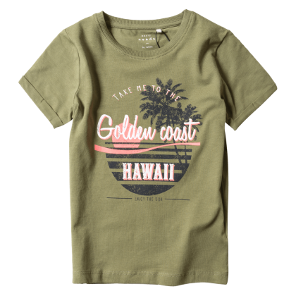 Παιδική μπλούζα Name It για αγόρια Hawaii Λαδί