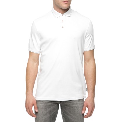 TED BAKER - Ανδρικό κοντομάνικο πόλο μπλουζάκι TED BAKER λευκό