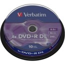 VERBATIM DVD+R DUAL LAYER 8X 8.5GB MATT SILVER CAKEBOX 10