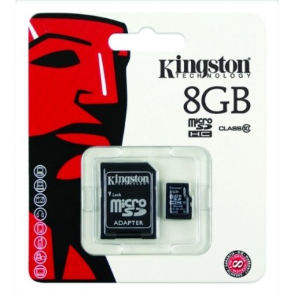 Kingston 8GB microSD Class 10 SDC10/8GB TransFlash memory with a