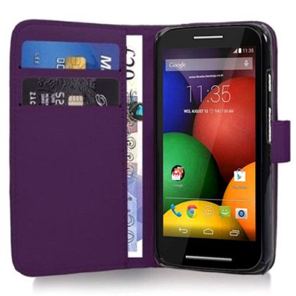 Motorola Moto E Dual SIM XT1022 - Δερμάτινη Θήκη Πορτοφόλι Μώβ (
