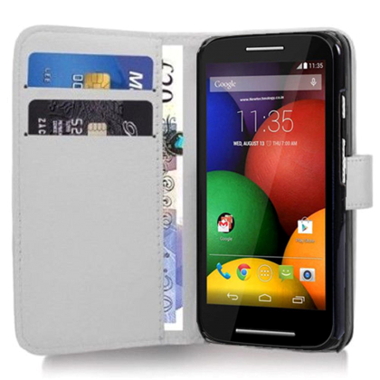 Motorola Moto E Dual SIM XT1022 - Δερμάτινη Θήκη Πορτοφόλι Λευκό