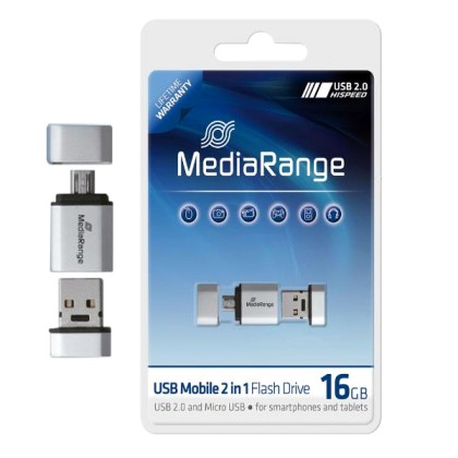 MediaRange Micro USB και USB Flash Drive 16GB για Smartphones, T