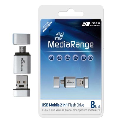 MediaRange Micro USB και USB Flash Drive 8GB για Smartphones, Ta