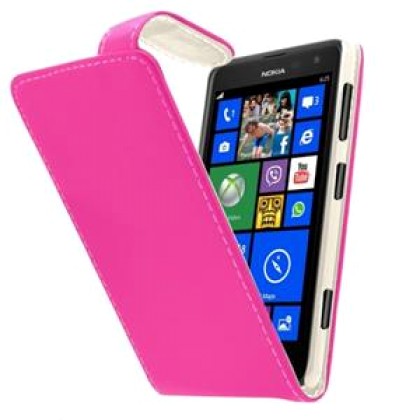 Nokia Lumia 730/735 Δερμάτινη Θήκη flip Ροζ (OEM)