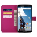 Motorola Nexus 6 - Δερμάτινη Stand Θήκη Πορτοφόλι Φούξια (ΟΕΜ)