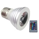 E27 3W Colourful LED RGB Lamp with Remote Controller (OEM)