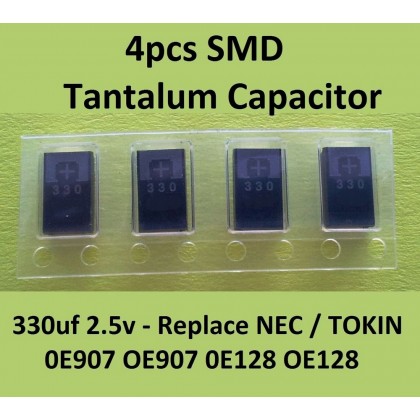 4 x SMD Tantalum Capacitor 330uf 2.5v - replace NEC/TOKIN 0E907 