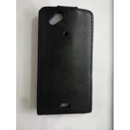 Μαύρη δερμάτινη θήκη πορτοφόλι for Sony Ericsson Xperia Arc X12 