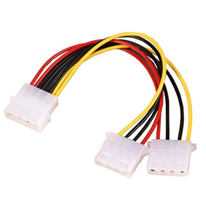 2 Female to 1 Male Molex 4 Pin Power Supply Y Splitter Cable 10 