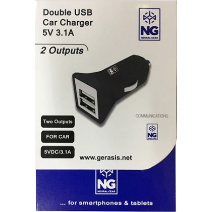 NG Φορτιστής Αυτοκινήτου 2x USB 5V 3.1A για Smartphones & Ta