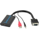 PowerTech μετατροπέας Vga με USB και 3,5mm σε HDMI