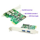2 Θύρες USB 3.0 HUB σε PCI-Ε NEC Chipset Renesas upd720202 5.0Gb
