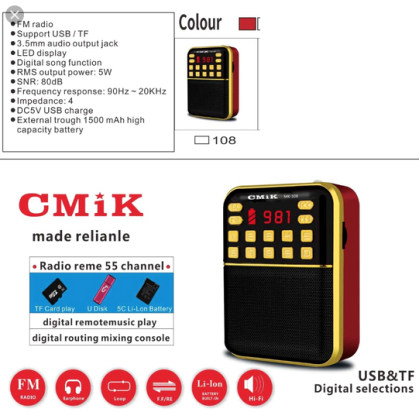 MK-108 Mini Music MP3/Fm radio Speaker with built-in MP3 player 