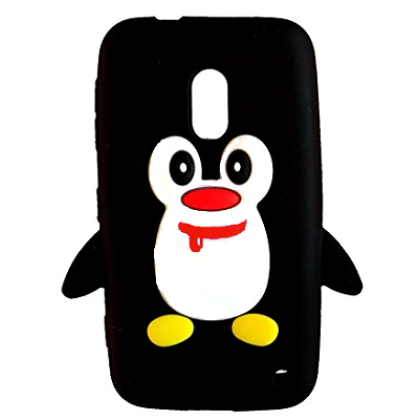 Nokia Lumia 620 - Θήκη Σιλικόνης Πιγκουίνος Μαύρο (OEM)