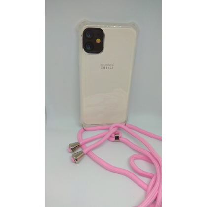 Θήκη Σιλικόνης TPU με Ροζ Neck Cord για Iphone 11 6.1