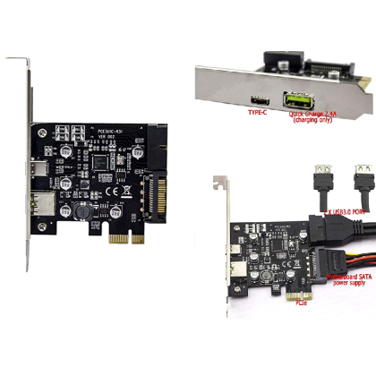 PCI Express Card to Type-C,USB3.1/Quick Charging, XinYS PCIe Car