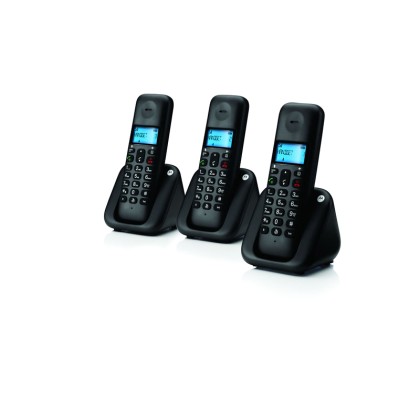Motorola Τριπλό Ασύρματο Τηλέφωνο T303 Με Ανοιχτή Ακρόαση Black