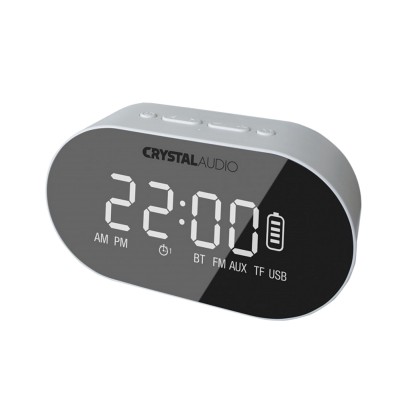 Crystal Audio Speaker Alarm Clock Radio BTC1W White