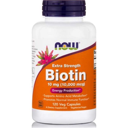 Biotin 10000 mcg 120 Φυτικές Κάψουλες - Now / Βιταμίνες - Βιοτίν