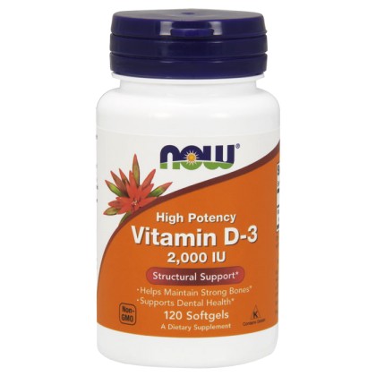 Vitamin D-3 2000 IU - 120 softgels NOW Foods / Βιταμίνη D3