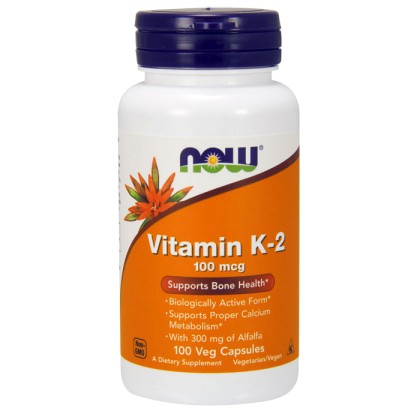 Vitamin K-2, 100mcg - 100 vcaps NOW Foods / Βιταμίνες