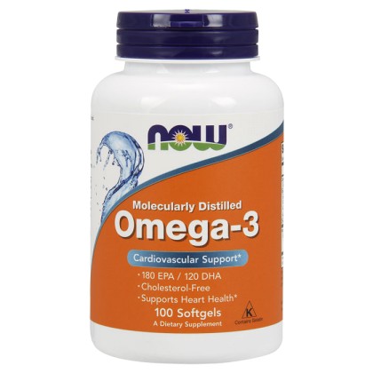 Omega-3 Molecularly Distilled Fish Oil 100 softgels - Now / Ωμέγ