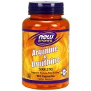 Arginine & Ornithine, 500/250 - 100 caps - Now / Αμινοξέα