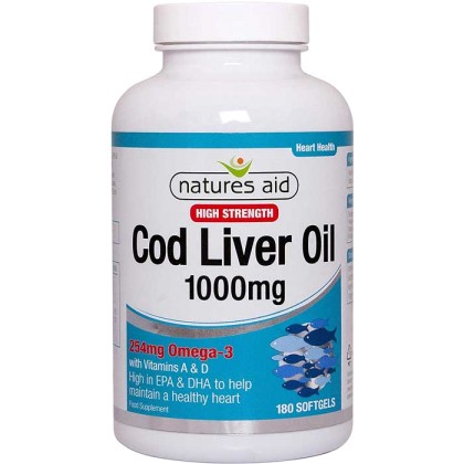 Cod Liver Oil 1000 mg 180 softgels Μουρουνέλαιο - Natures Aid / 