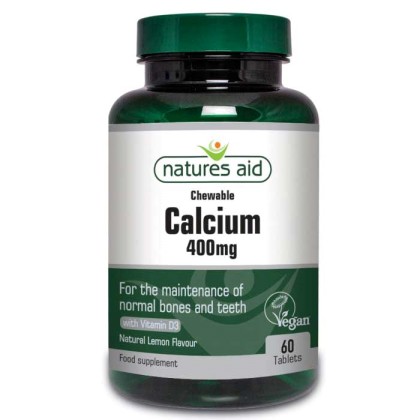 Calcium 400mg Chewable - 60 Μασώμενες Ταμπλέτες με D3 - Natures 