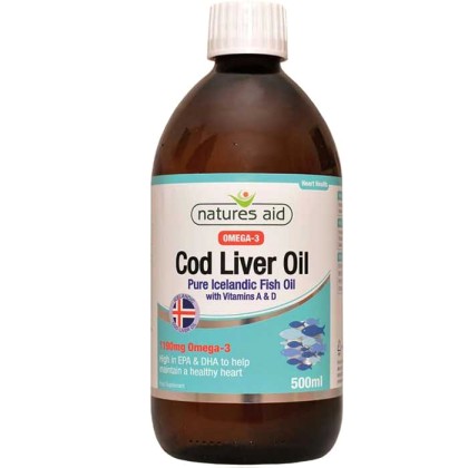 Cod Liver Oil Liquid 500ml Natures Aid / Αγνό Μουρουνέλαιο Ισλαν
