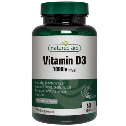 Vegan Vitamin D3 1000iu 60 tabs - Natures Aid